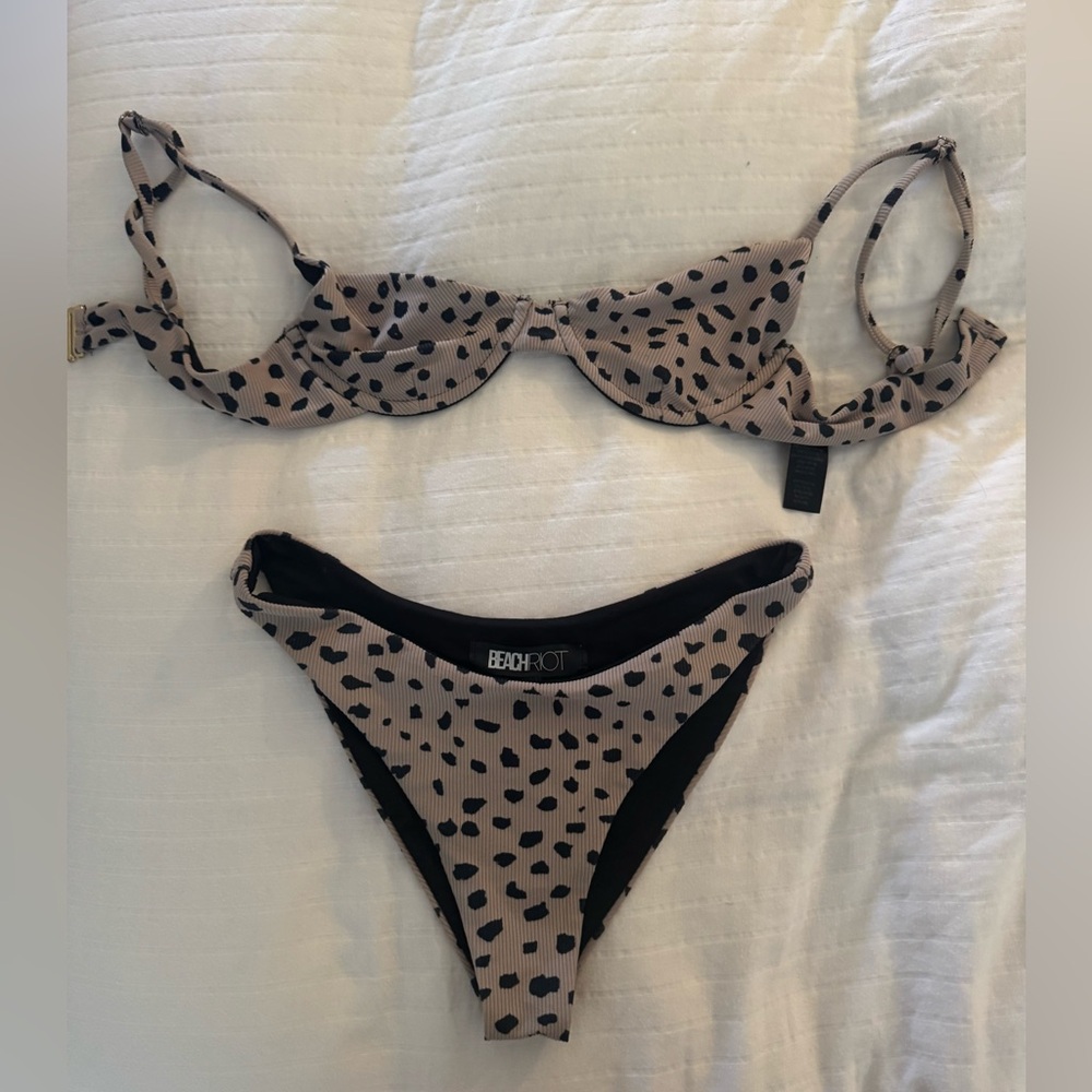 Beach Riot Black and Tan Spotted Bikini
